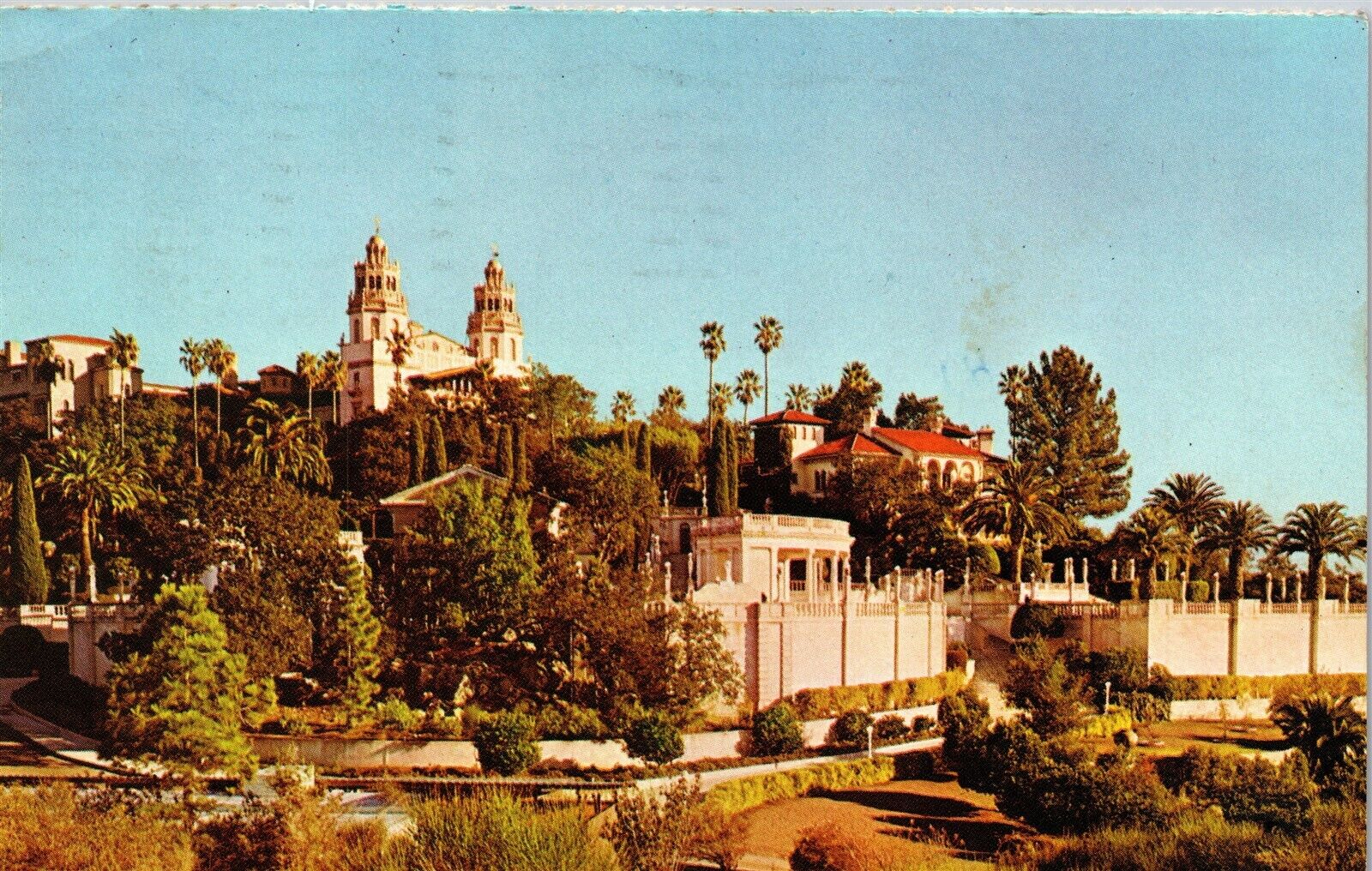 CA Hearst Castle San Simeon Historical Monument Vtg Postcard Exterior View 1970s