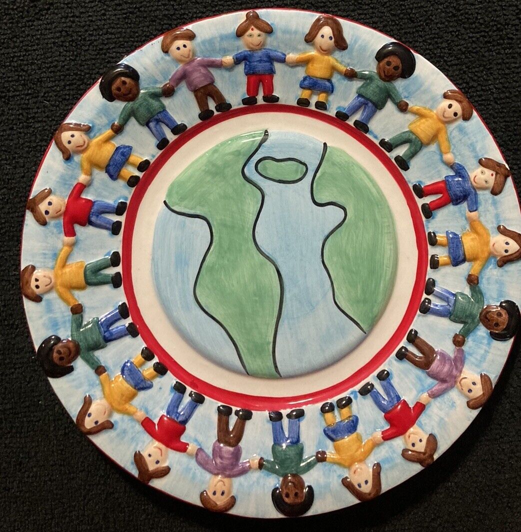 Hand Painted Ceramic World Earth  \