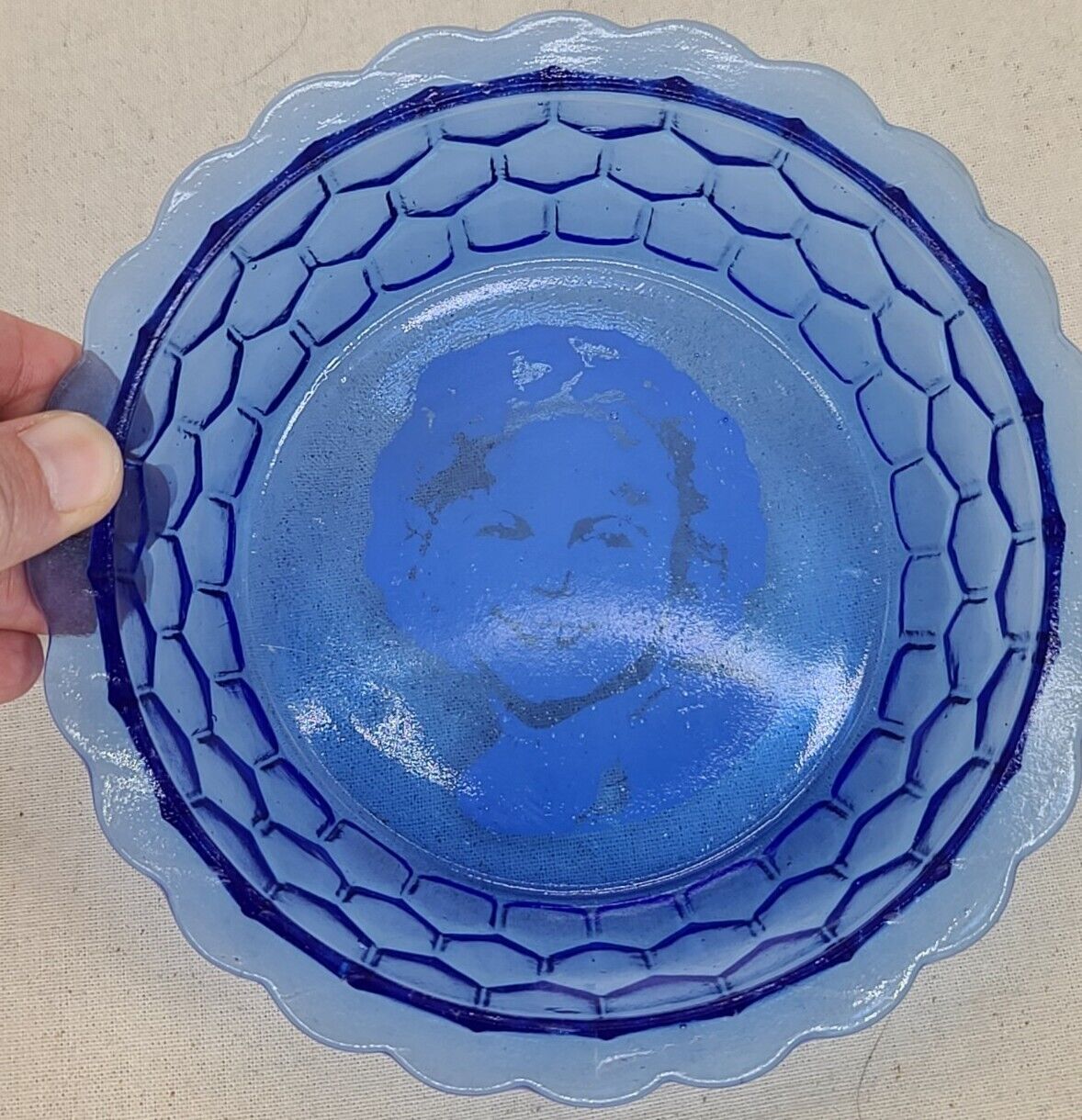 Shirley Temple 1930’s Vinyage Cereal Bowl Cobalt Blue Glass