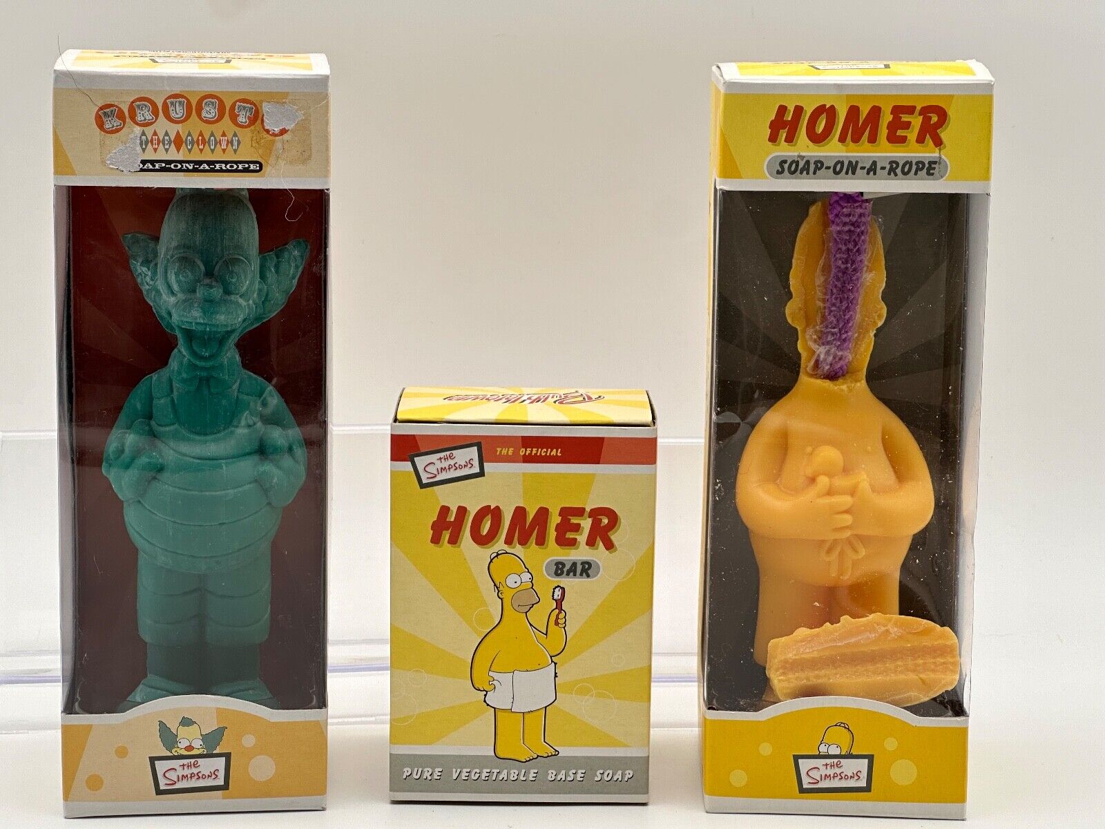 Vintage The Simpsons Novelty Soap Lot of 3 - Homer &Krusty on a Rope + Homer Bar
