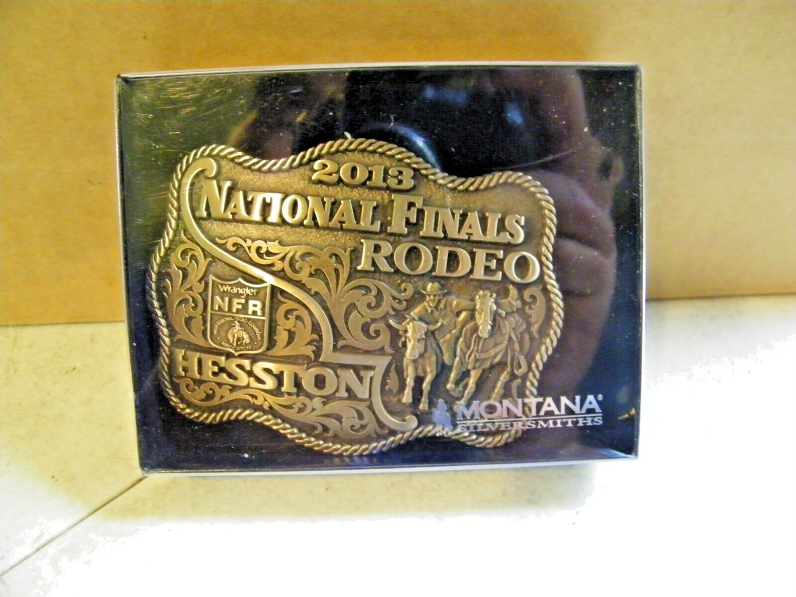 2013 Hesston National Finals Rodeo Brass Belt Buckle Montana Silversmiths