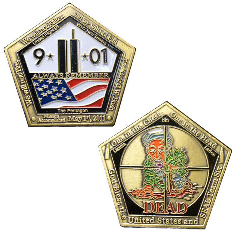 100 PCS Five Times Accomplished Forget Pentagon Challenge Coin 9/11 Never