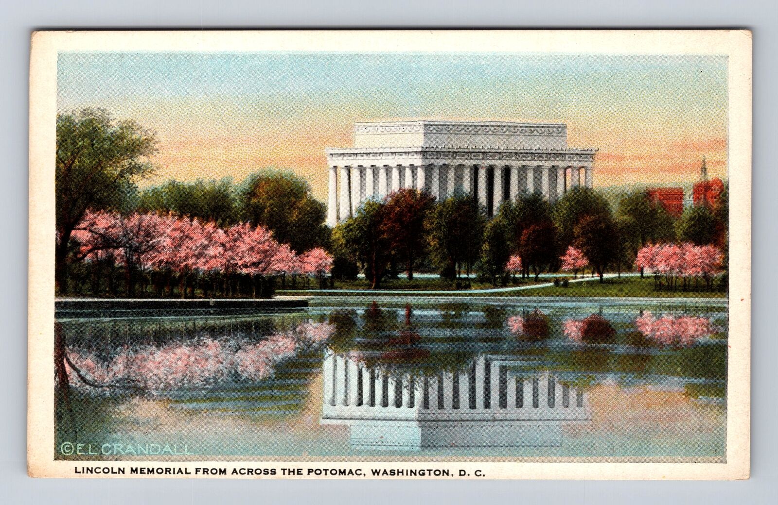 Washington DC-Lincoln Memorial From Across The Potomac, Vintage Postcard