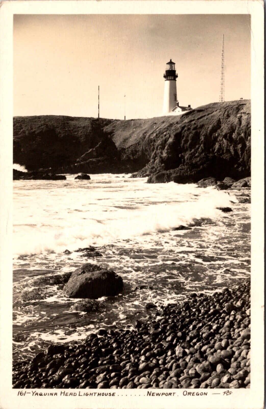 Real Photo Postcard Yaquina Head Lighthouse in Newport, Oregon