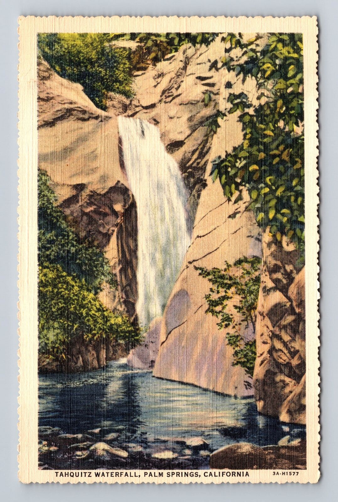 Palm Springs CA-California, Scenic Tahquitz Waterfall, Vintage c1939 Postcard