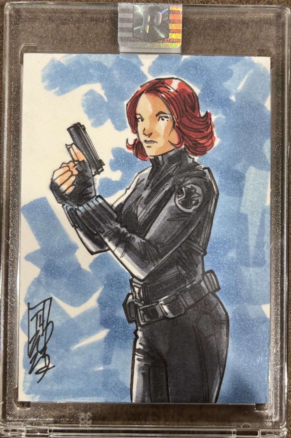 Marvel Black Widow Scarlett Johansson Sketch Card Autographed  by Tom Hodges 1/1