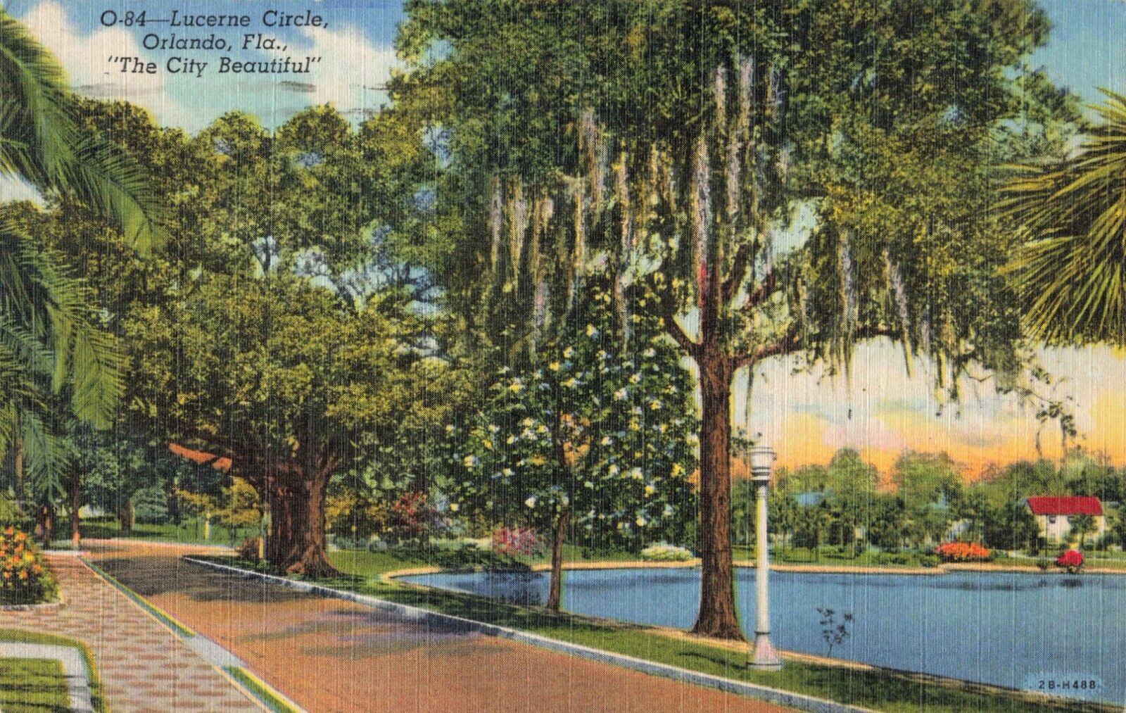Orlando FL Florida, Lucerne Circle Lake, The City Beautiful, Vintage Postcard