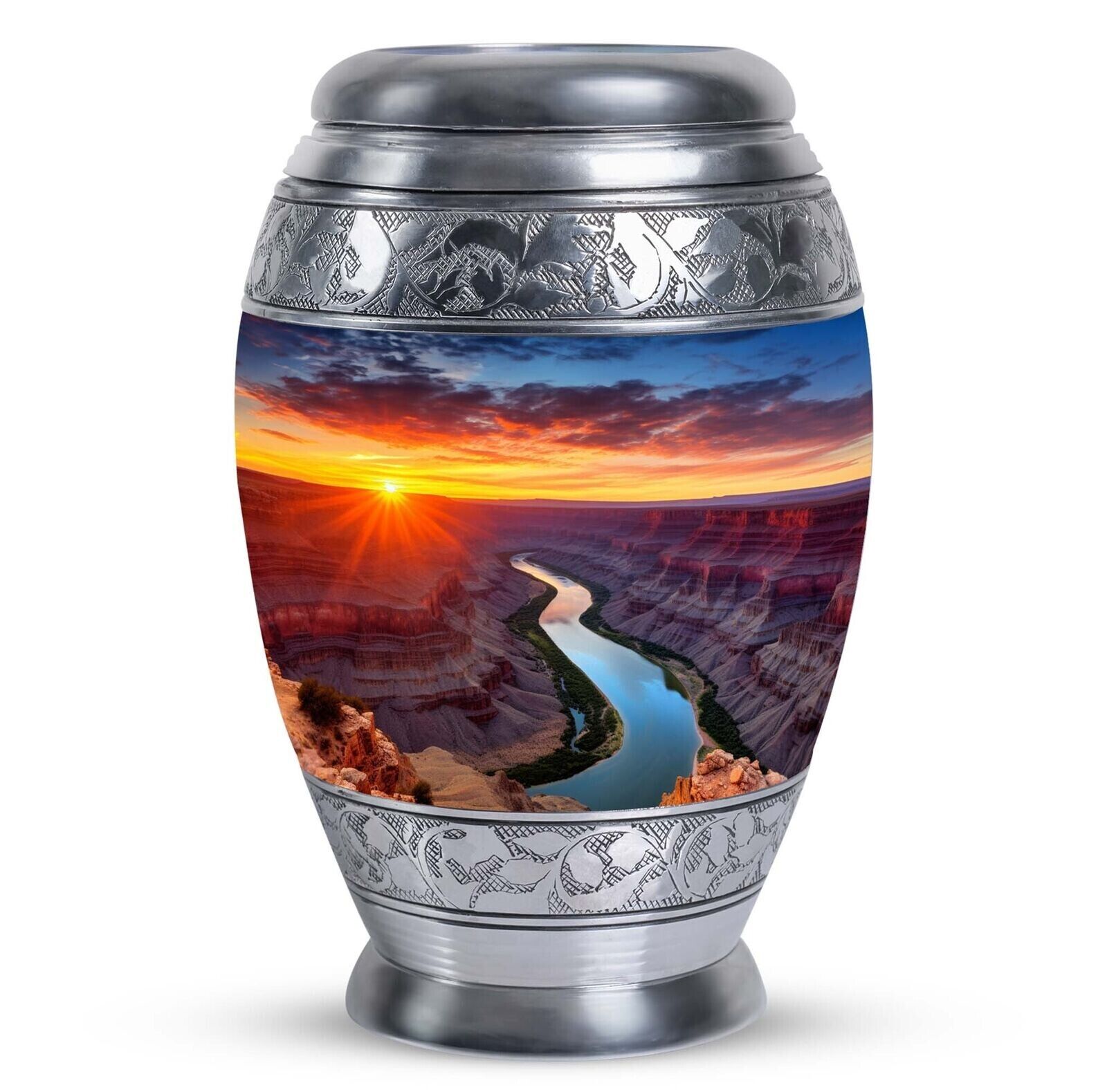 Sunset At The Grand Canyon (10 Inch) Engraved Silver Funeral Urns Custom Burial