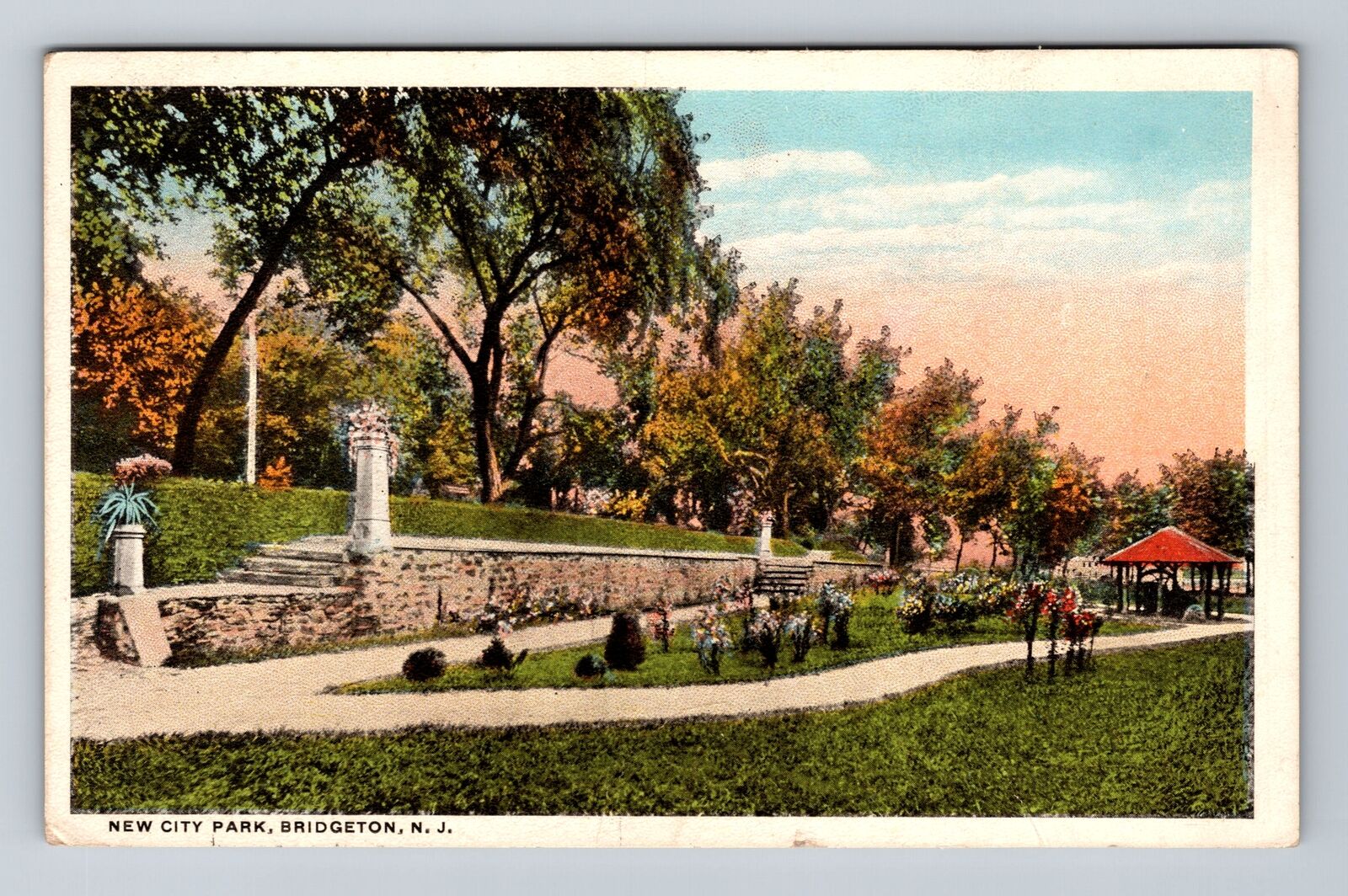 Bridgeton NJ-New Jersey, Scenic New City Park Antique Vintage c1917 Postcard