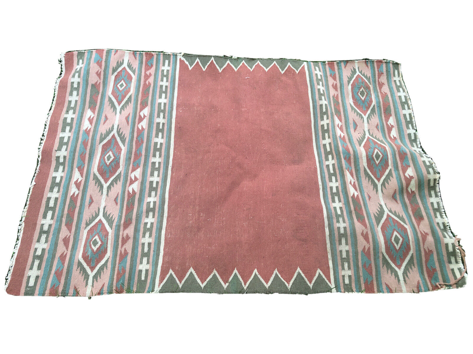 Vintage Woven Southwestern Tribal Rug Geometric Design Pastel 64 X 42