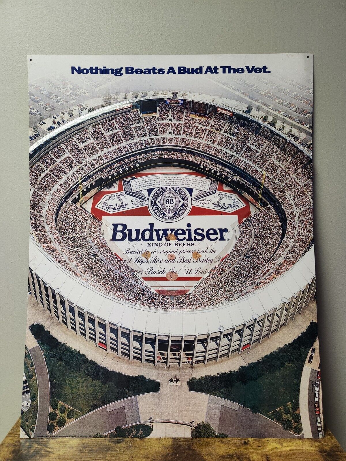 Budweiser Beer SIGN Philadelphia Veteran\'s Stadium 1991 Bud at the Vet COOL RARE