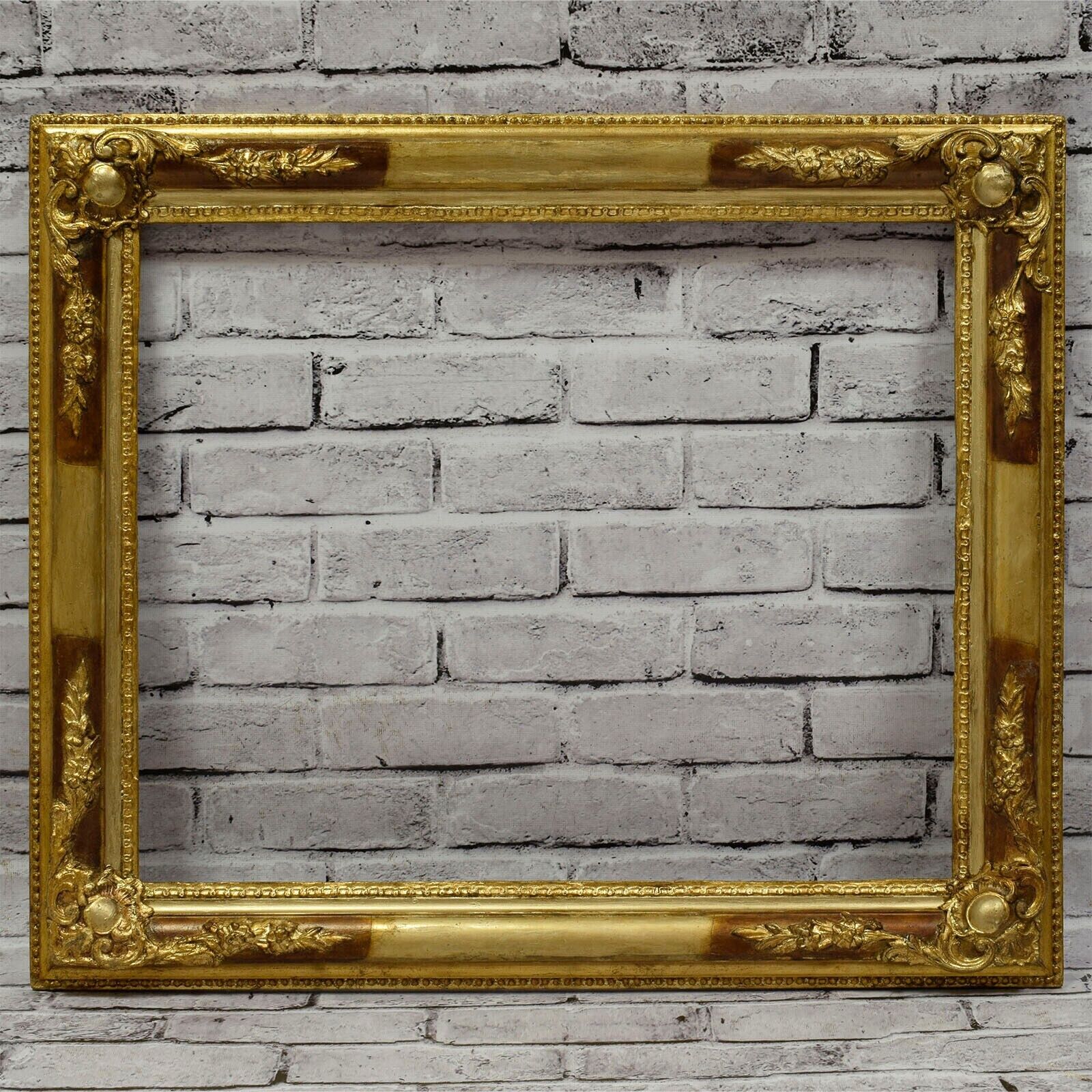 Ca. 1880-1900 Old Frame Original Condition with Leaf Metal 23.4 x 19.5 in