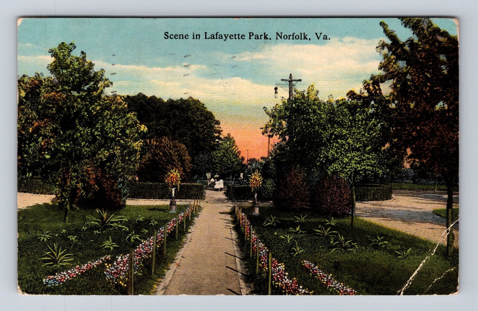 Norfolk VA-Virginia, Scene In Lafayette Park, Antique, Vintage c1915 Postcard