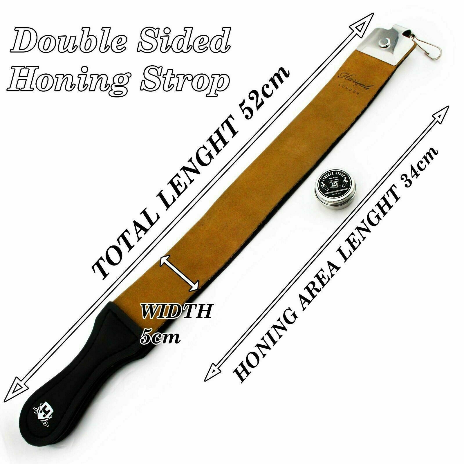 Genuine Leather Double Strop Knife Straight Razor Sharpening Belt with Paste
