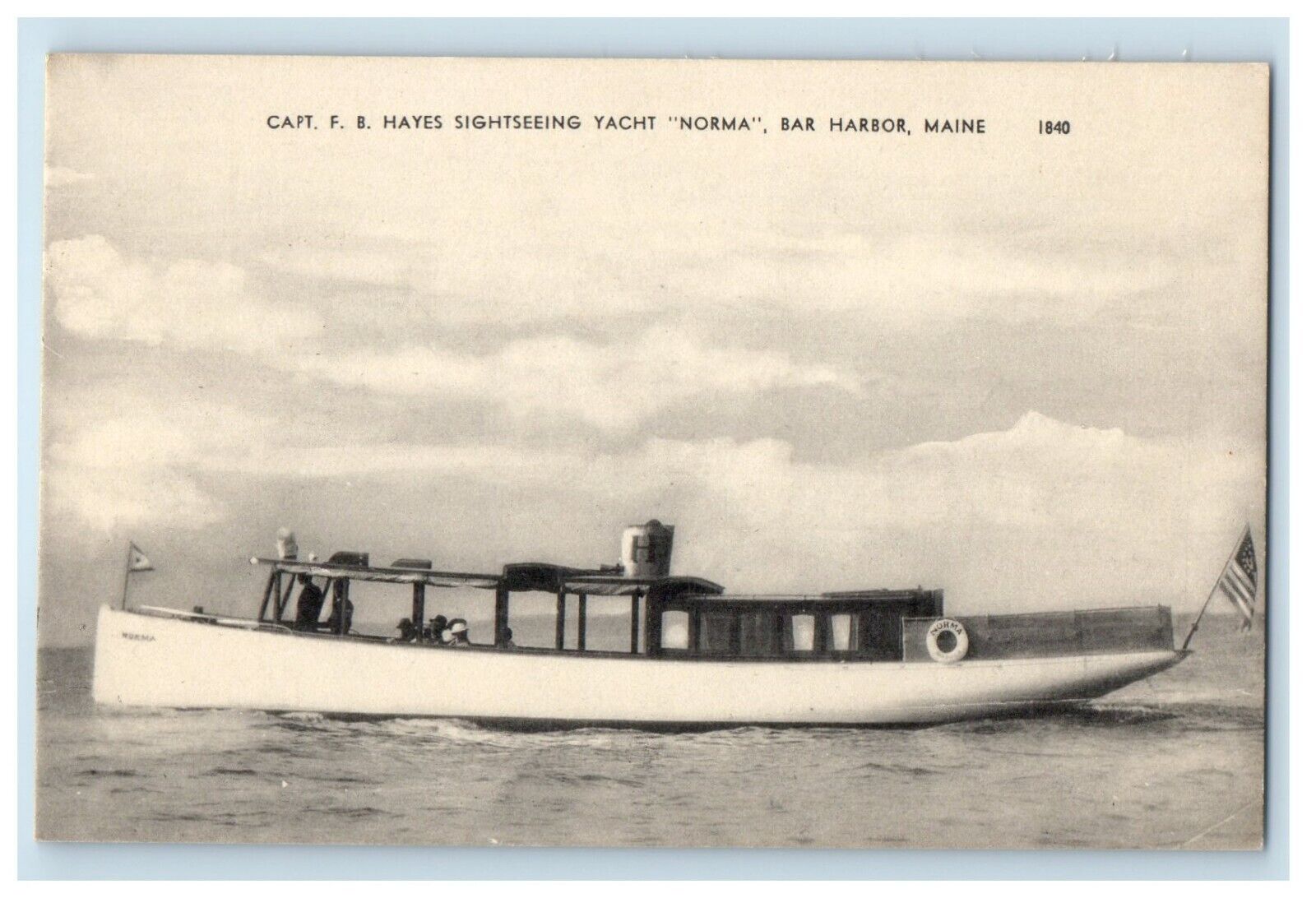 c1910's Capt. F. B. Hayes Sightseeing Yacht Norma Bar Harbor Maine ME Postcard
