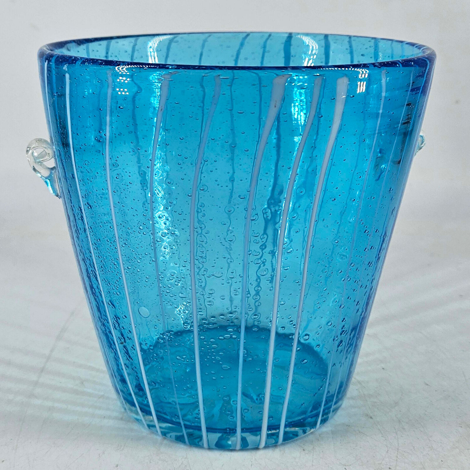 Vintage Venini for Disaronno Blue Glass Ice Bucket Caribbean Blue Murano