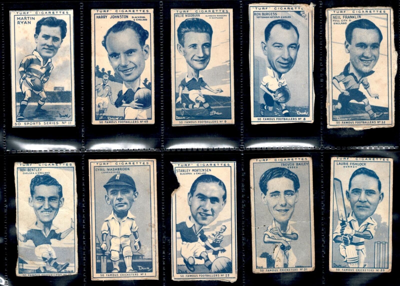 Lot 10 x Turf Famous Footballers Cricketers Cigarette Cards - All Fair to VG