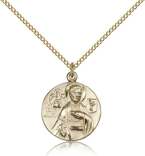 Saint John The Evangelist Medal For Women - Gold Filled Necklace On 18 Chain...