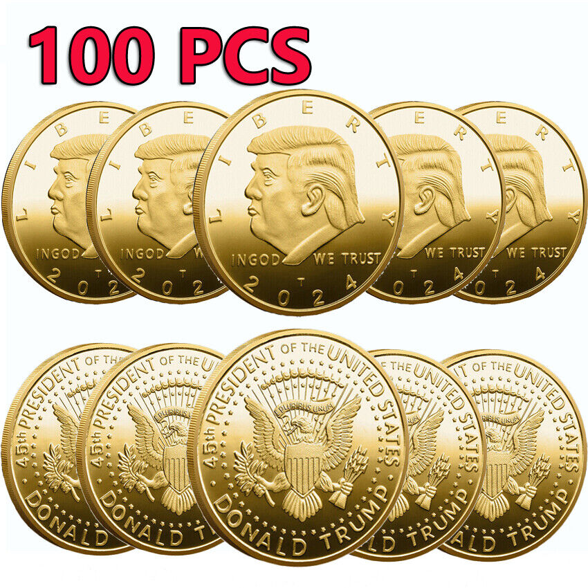 100PCS 2024 Donald Trump Commemorative Coin Challenge Coins US Liberty Great