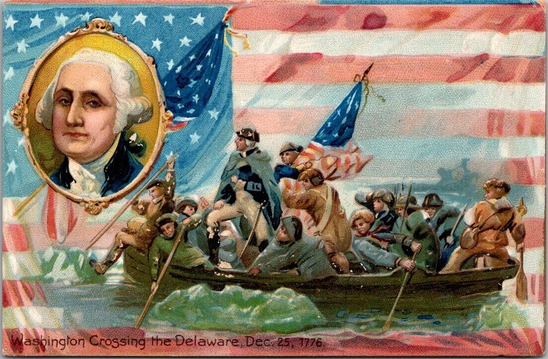 Washington Crosses the Delaware Dec 25 1776 TUCK'S Vintage Embossed Postcard