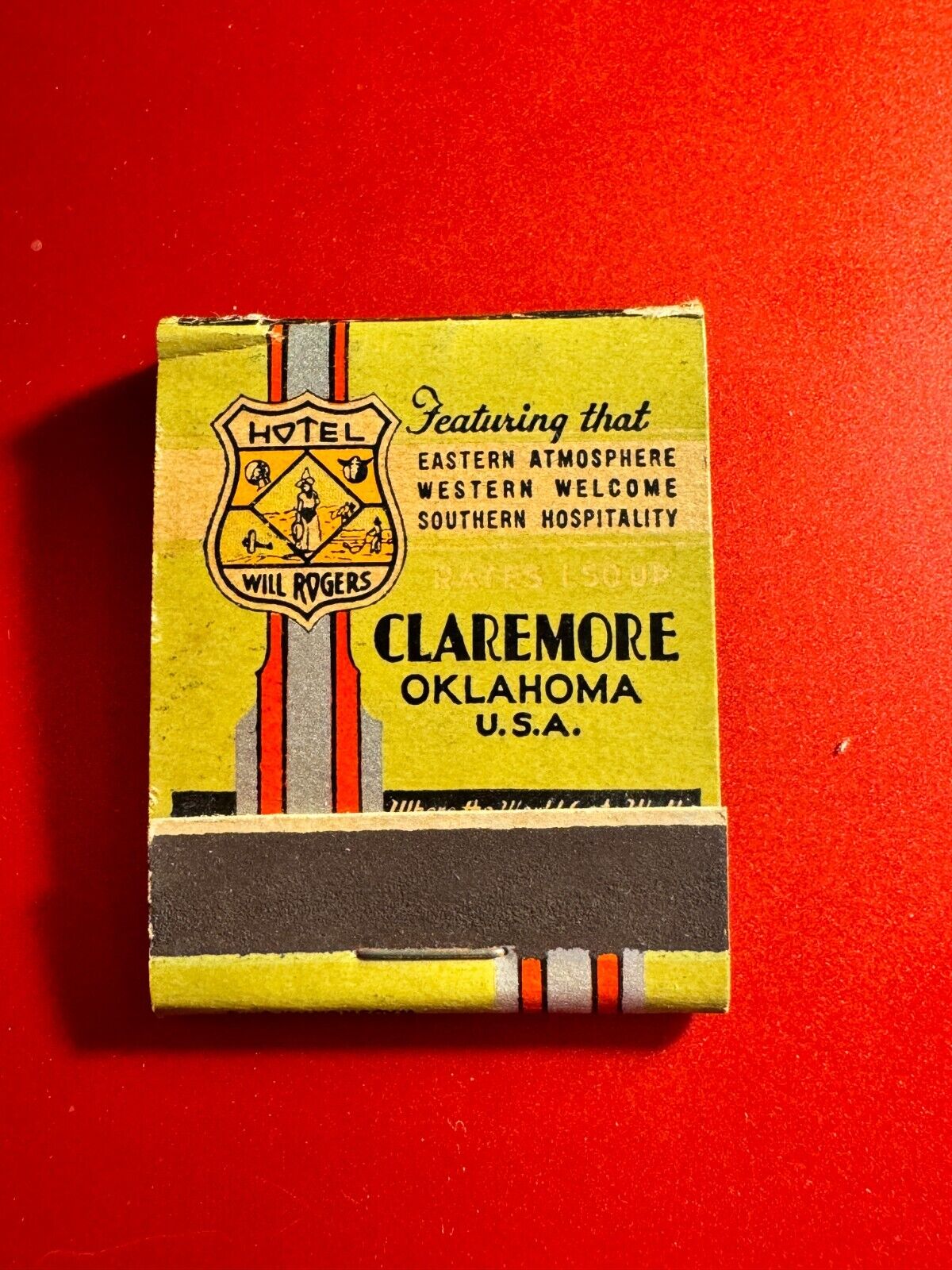 MATCHBOOK - HOTEL WILL ROGERS - CLAREMORE, OKLAHOMA - UNSTRUCK
