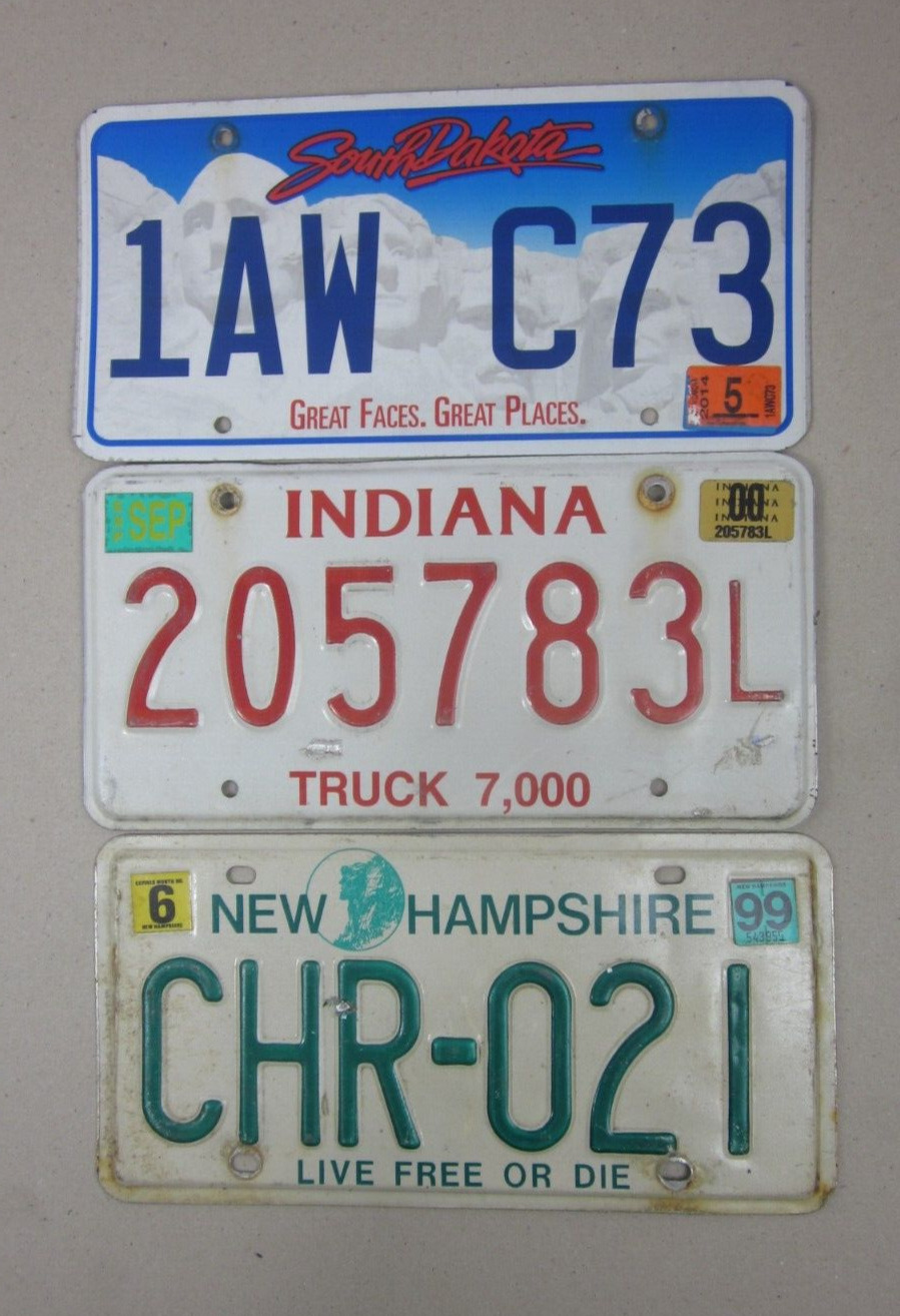 Mixed Bulk lot 3 licence/number plates US/United States/USA/American set AP13A