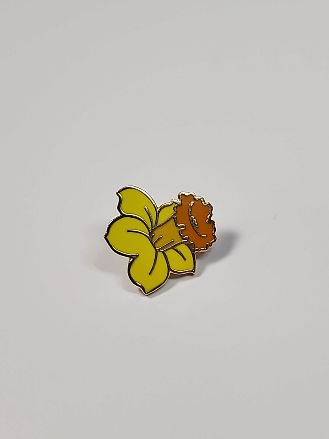 Daffodil Lapel Pin Spring Flower Yellow with Orange Center