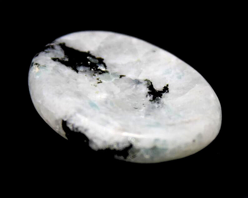 Natural Rainbow Moonstone Palm Stone Crystal Healing Reiki Polished Worry Stone