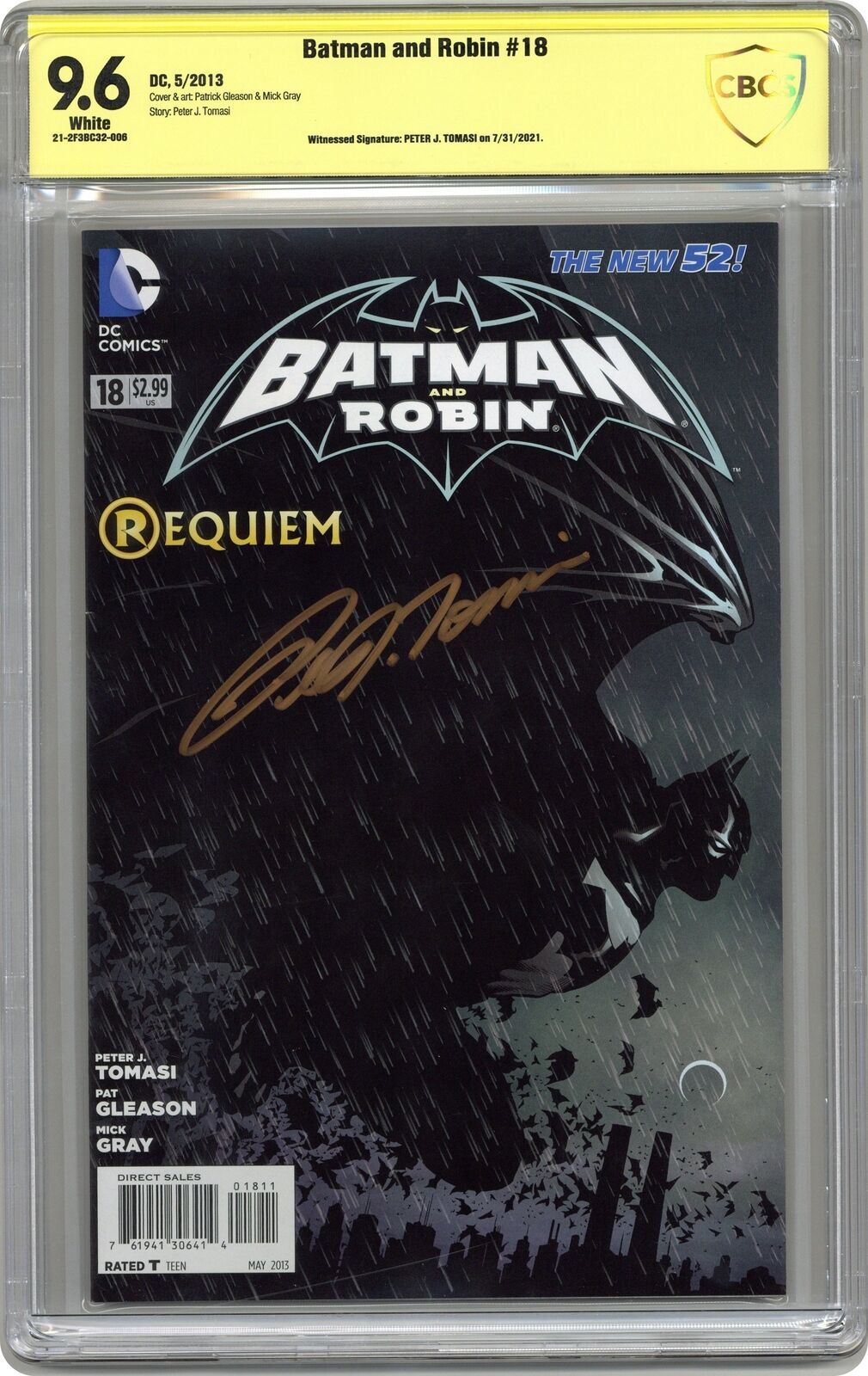 Batman and Robin #18A Gray CBCS 9.6 SS Peter J. Tomasi 2013 21-2F3BC32-006