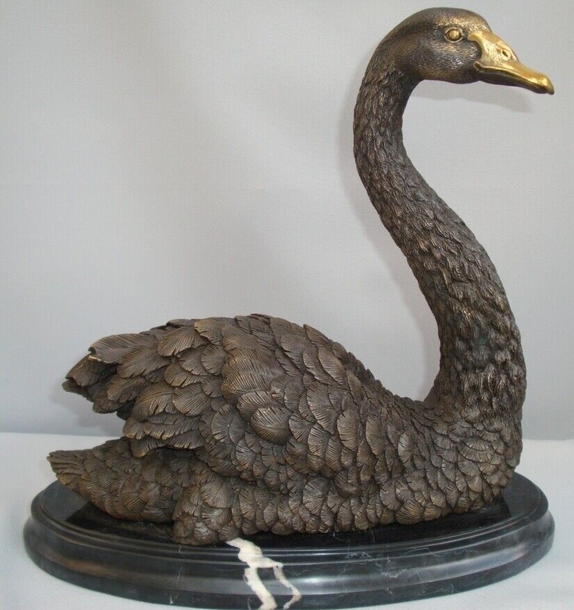Statue Sculpture Swan Bird Wildlife Art Deco Style Art Nouveau Style Bronze