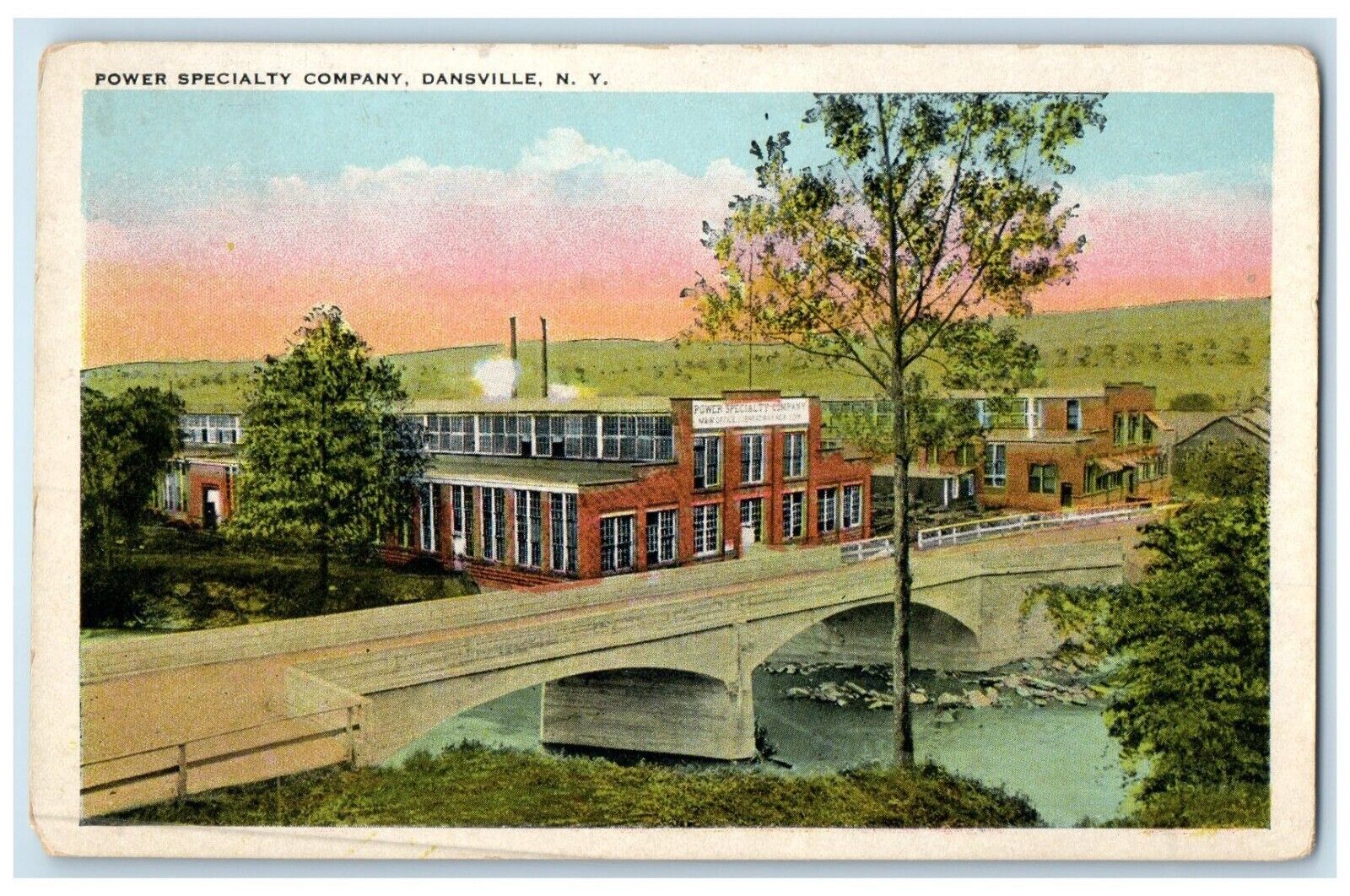 1928 Power Specialty Company Exterior Building Road Dansville New York Postcard