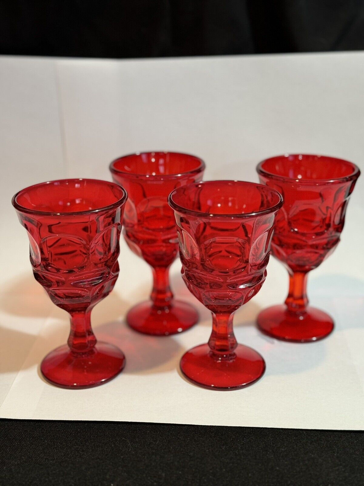 FOSTORIA Argus Ruby red water Wine 5” goblets glasses cups EXCELLENT Cadmium