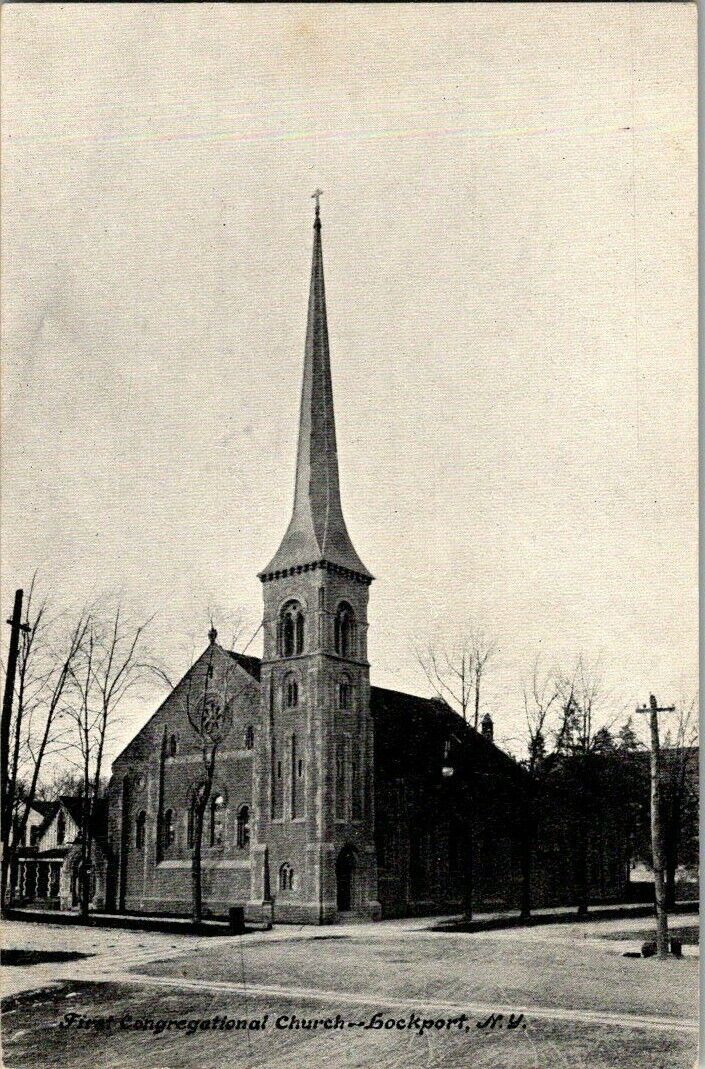 1907. LOCKPORT, NY. FIRST CONG. CHURCH. POSTCARD.