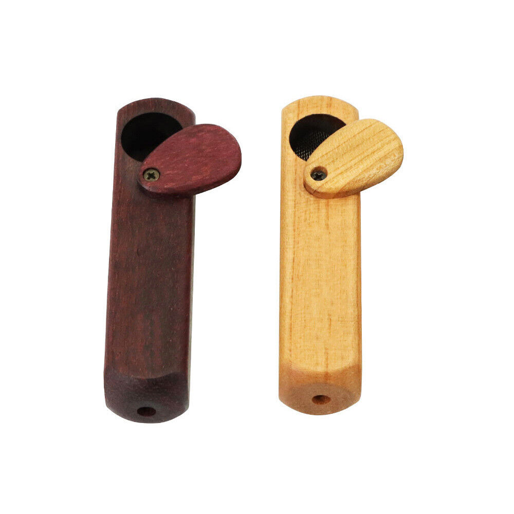 Rotary Wood Smoking Pipe Portable Wooden Pipe with Lid