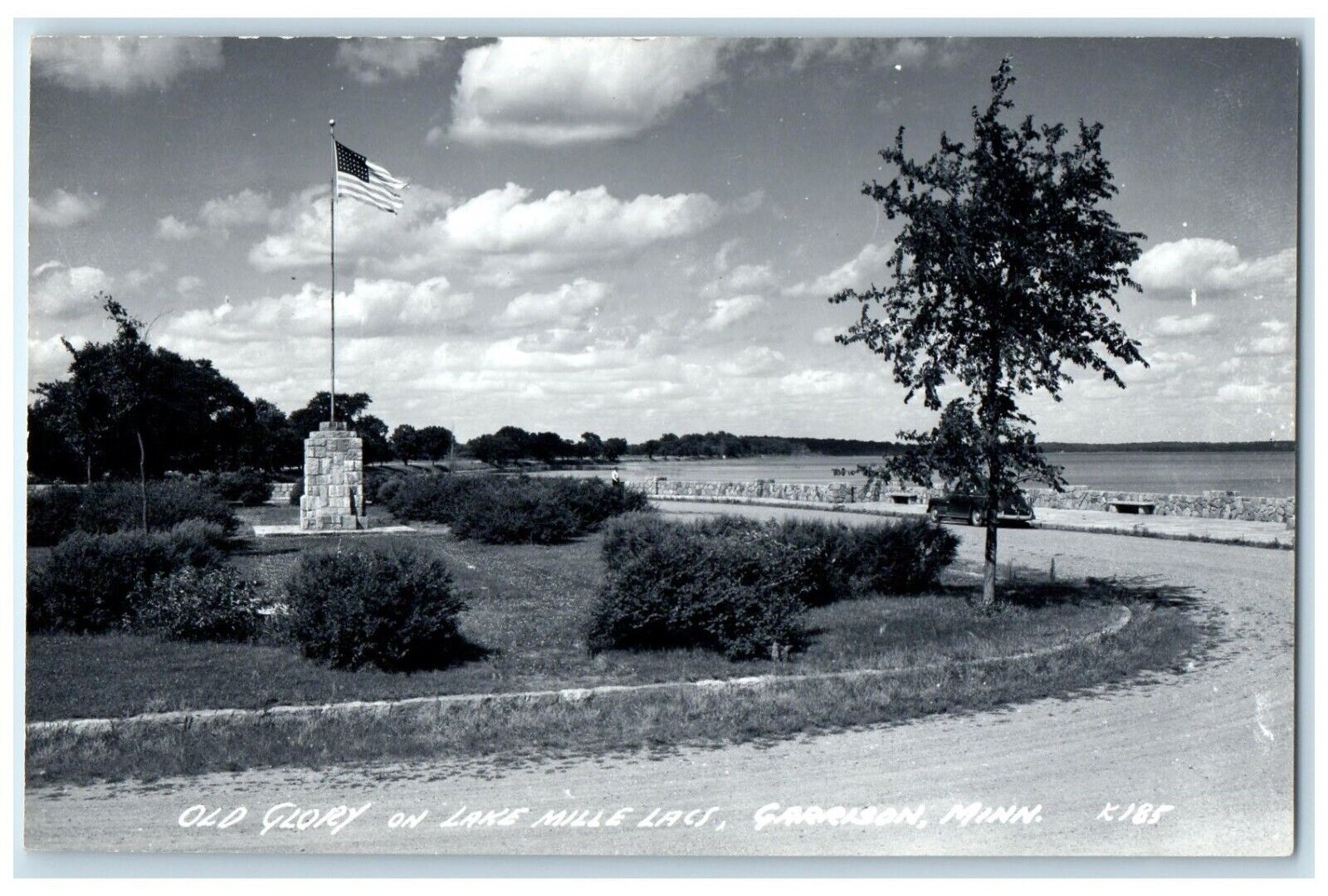 c1940's Old Glory On Lake Mille Lacs Garrison Minnesota MN RPPC Photo Postcard