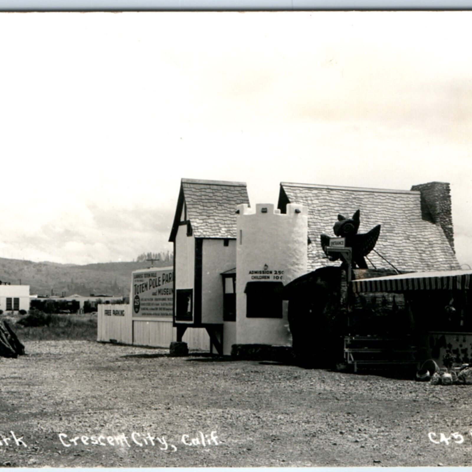 c1940s Crescent City, CA RPPC Totem Pole Park Museum Real Photo PC Cali Vtg A130