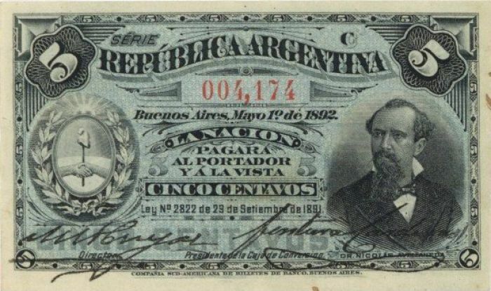 Argentina - 5 Centavos - P-213 - 1891 dated Foreign Paper Money - Paper Money - 