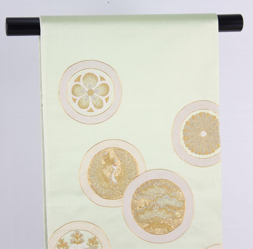 Japanese Taiko Drum Pattern Sagara Embroidery Crane And Pine Gold Thread