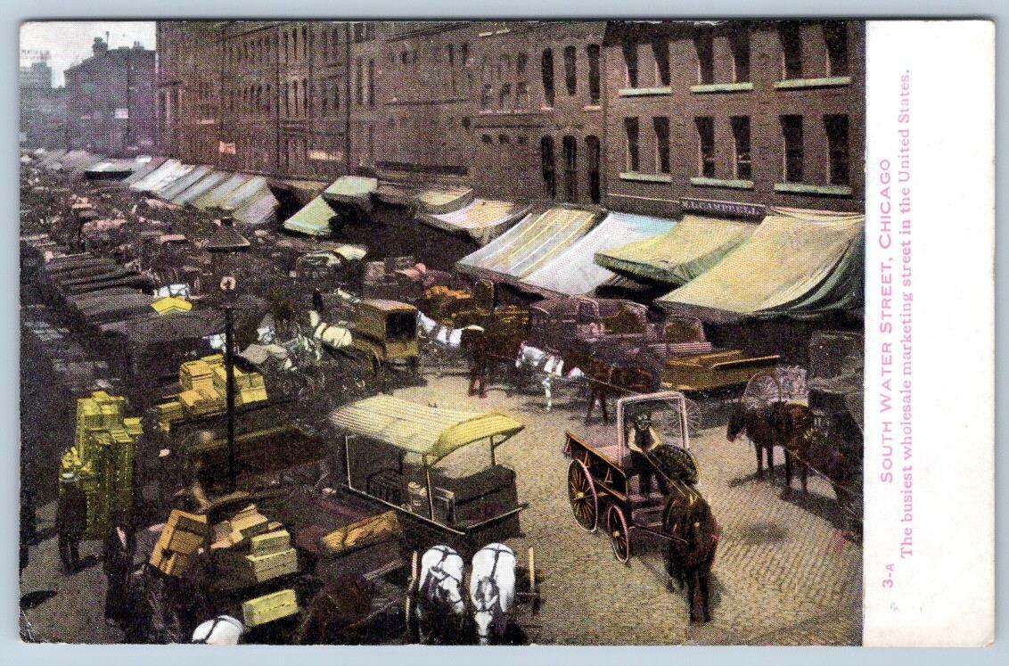 1910\'s SOUTH WATER STREET CHICAGO BUSIEST WHOLESALE MARKET IN THE UNITED STATES