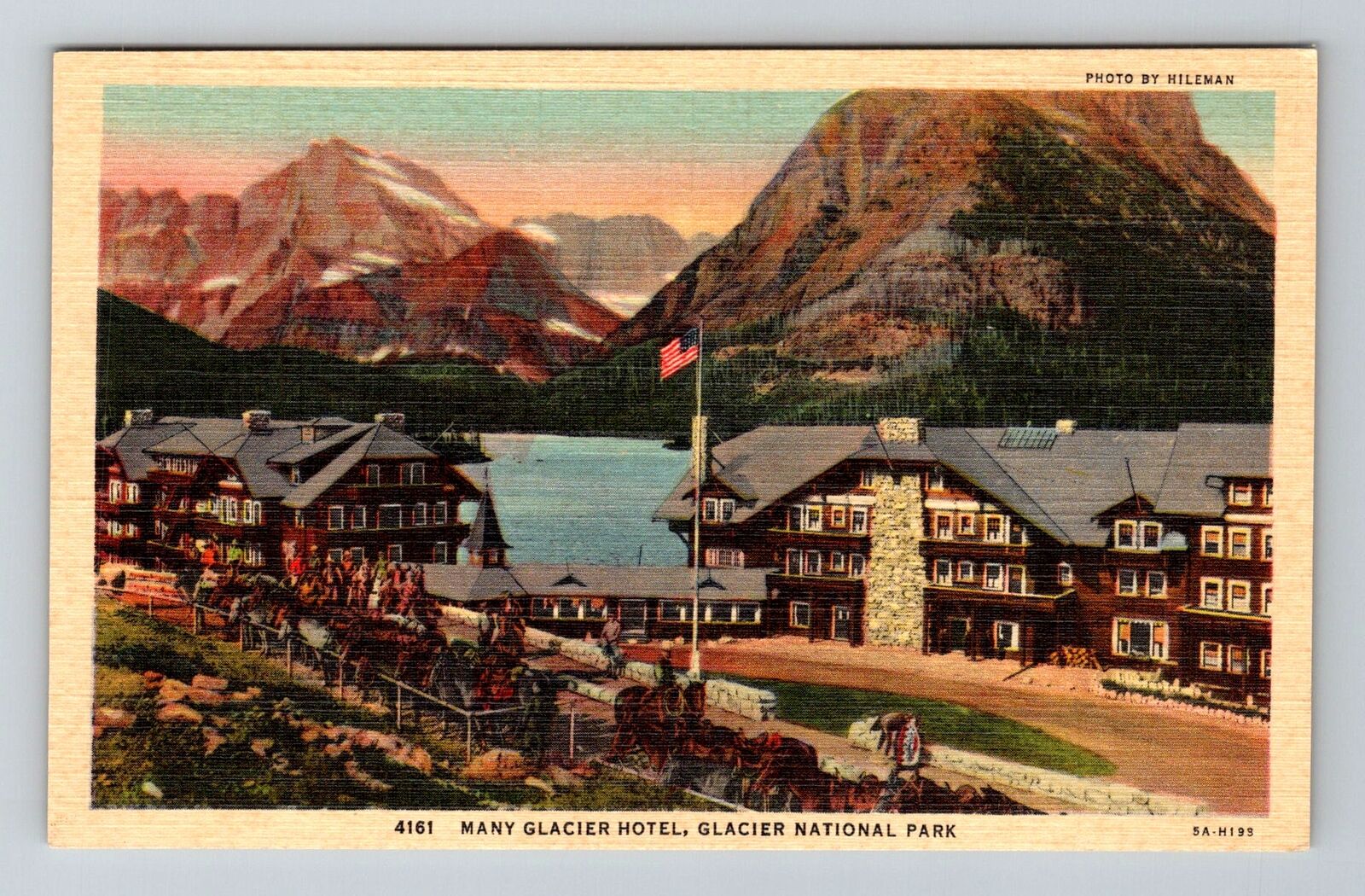 Glacier National Park MT-Montana, Many Glaciers Hotel, Advert Vintage Postcard