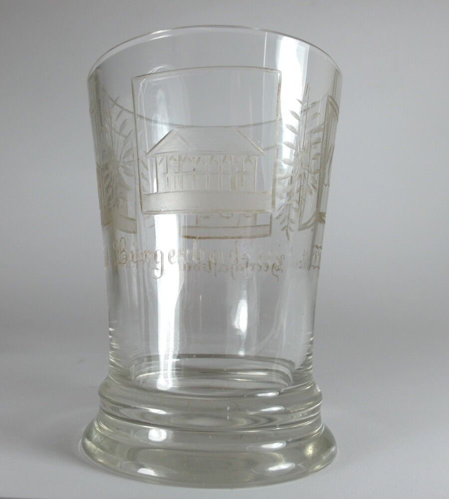 Souvenir- Mug Glas, Teplitz, Hand Engraved, about 1840–1860 AL52