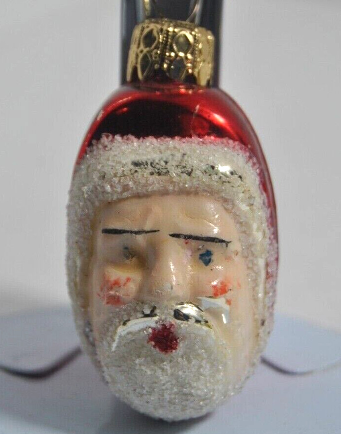 Antique Vintage Santa Claus Head Face Glass W Germany Figural Christmas Ornament