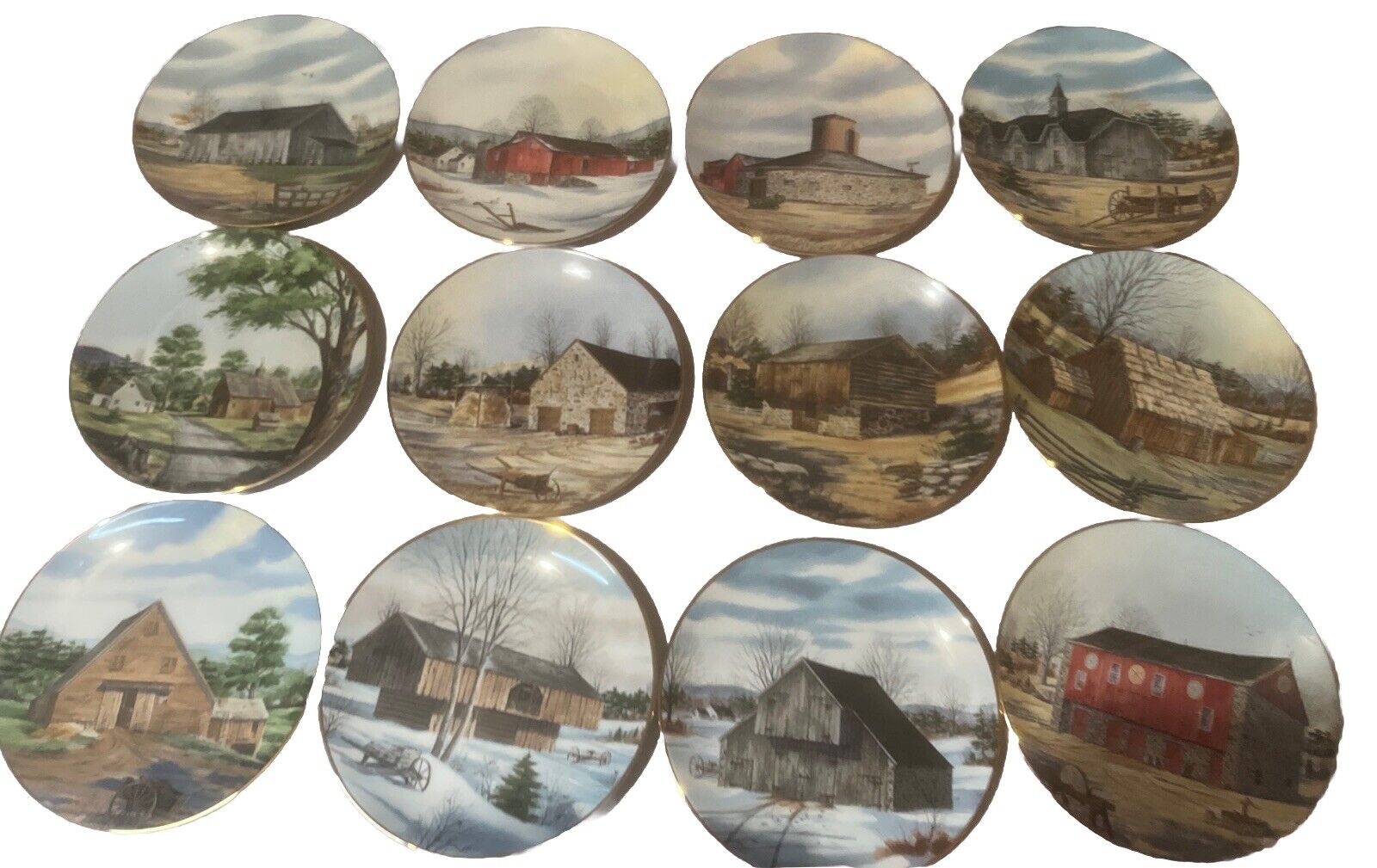 Franciscan  The Vanishing American Barn Plate Collection Set Of 12 Harris Hien