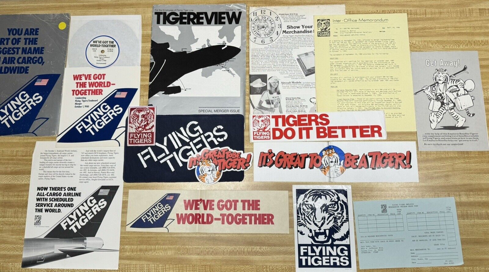 RARE Flying Tigers Airlines New Hire Packet (Stickers, Record, Patches) FedEx