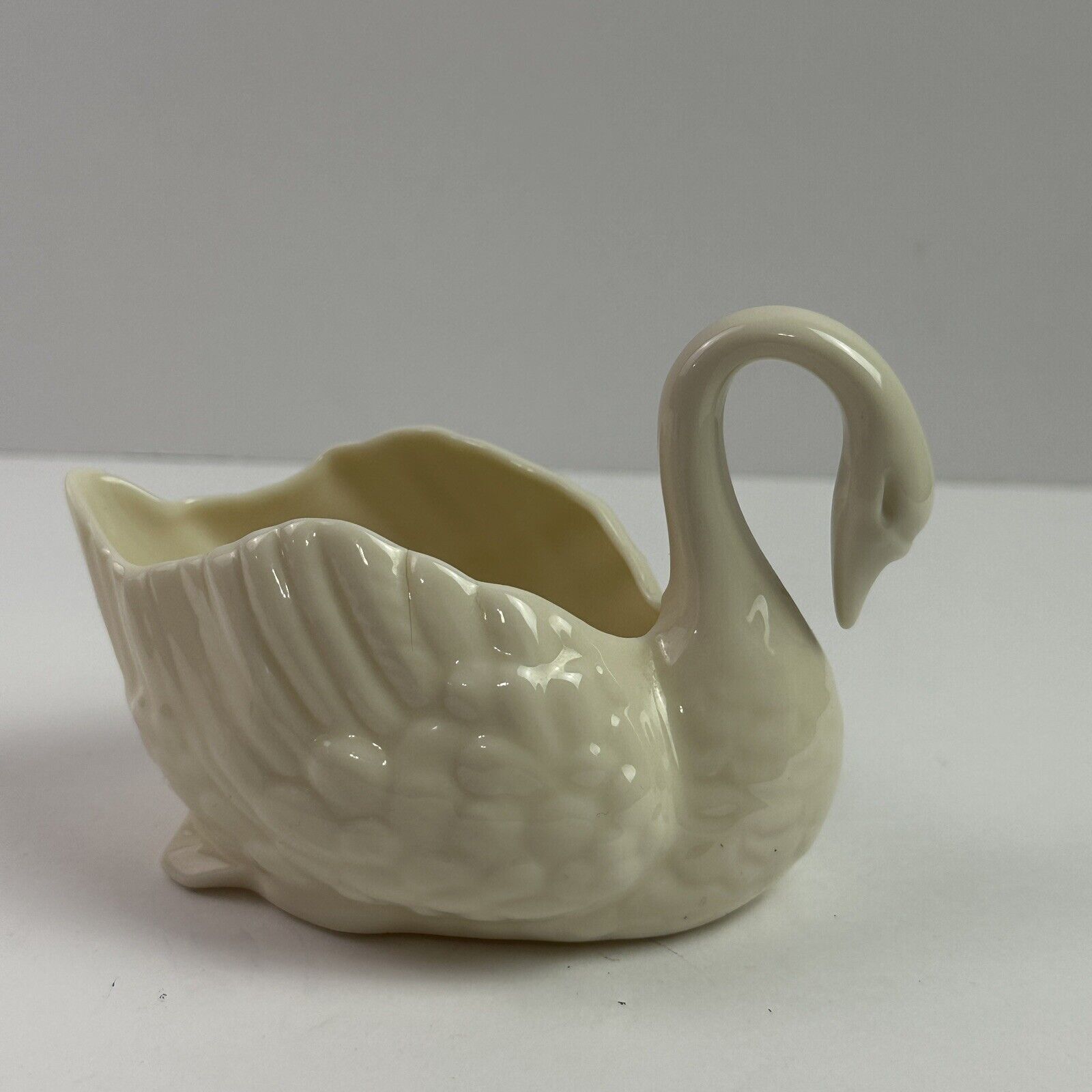 Vintage LENOX Ivory Swan Trinket Dish Figurine Mini White Candy Bowl MCM 4”