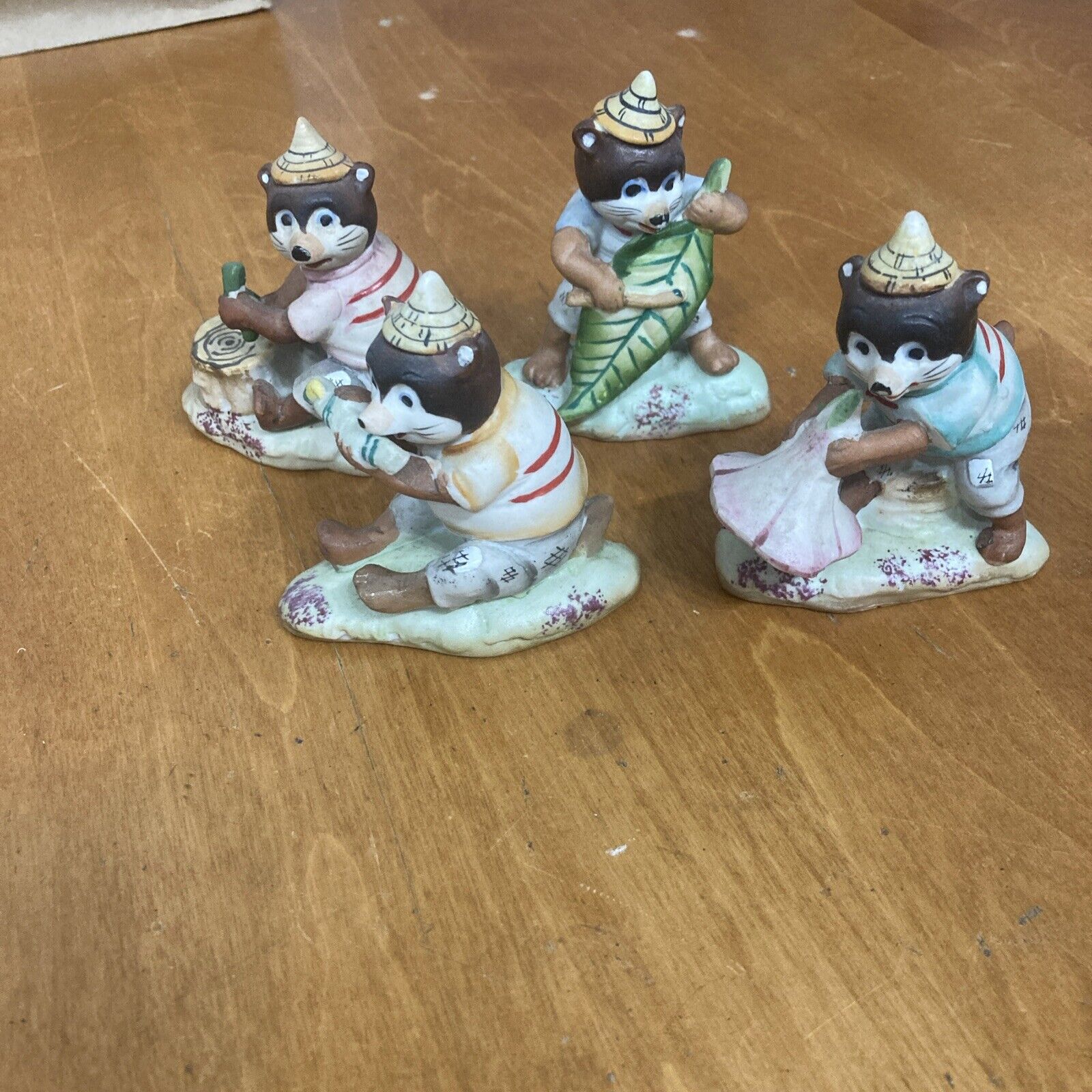 Rare, occupied japan figurines lot of 4 Porcelain Bisque Bear Musicians, EUC