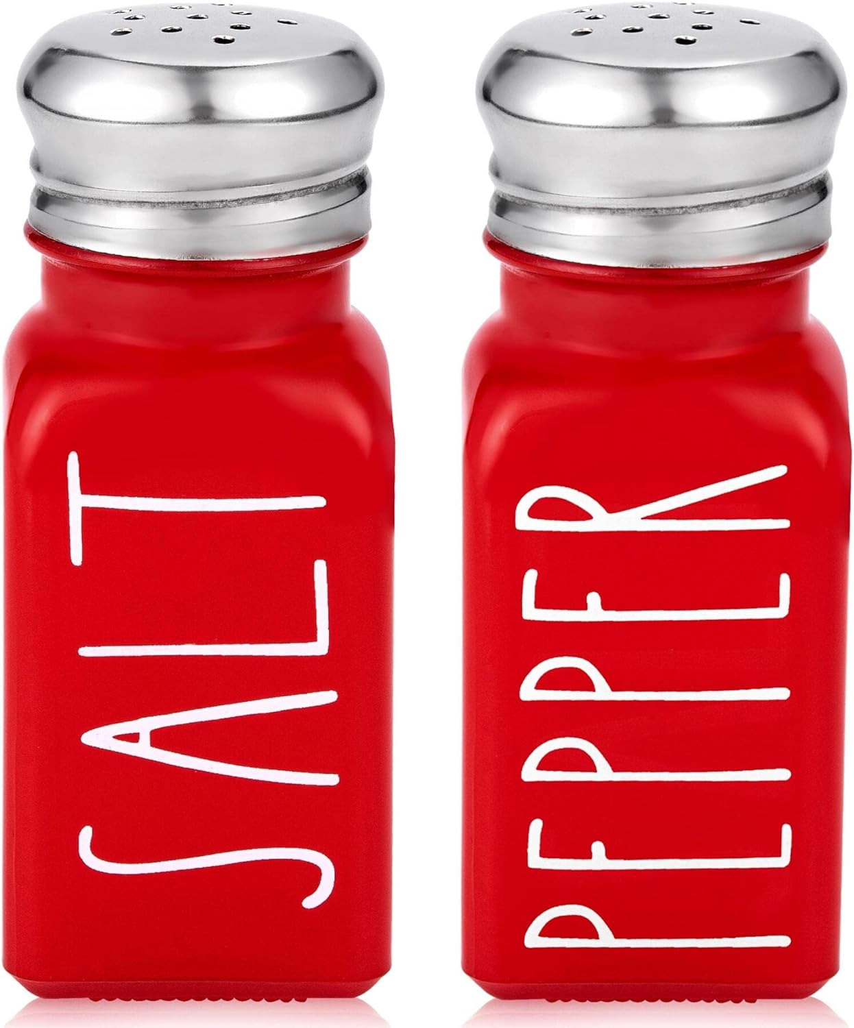 Red Salt and Pepper Shakers Set by Brighter Barns - Farmhouse Red Kitchen Decor 