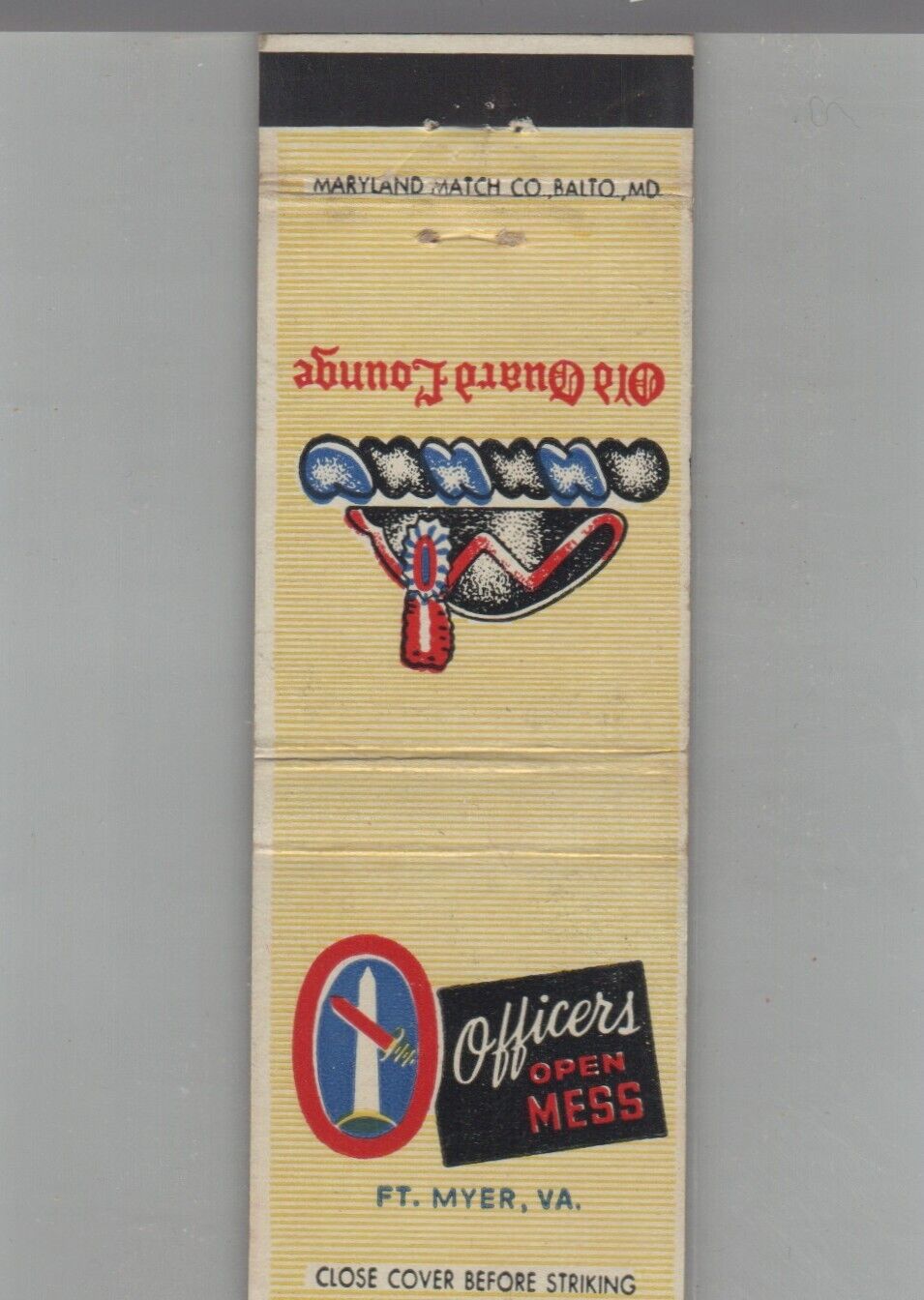 Matchbook Cover - US Army Officers Open Mess Ft. Meyer, VA