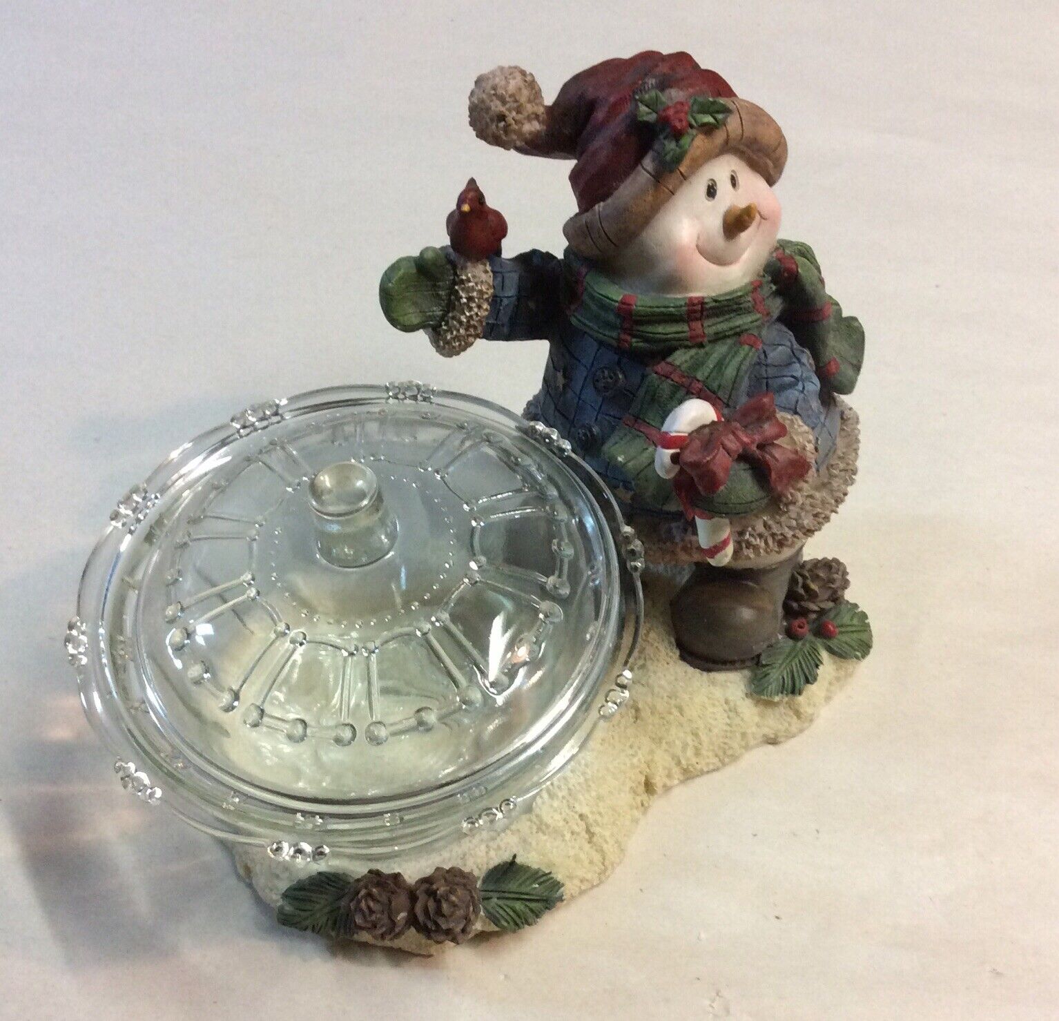 Home Interiors 2003 Christmas Snowman With Cookie Glass Container (resin Figuri)