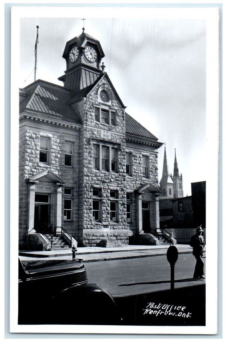 c1940\'s Post Office Building View Renfrew Ontario Canada RPPC Photo Postcard